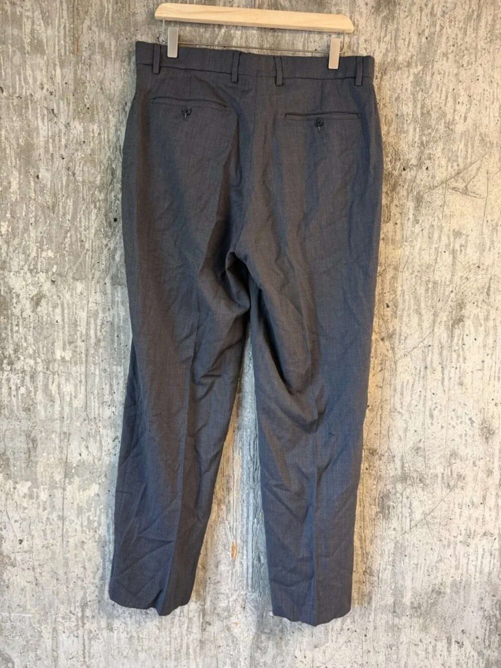 BALLIN Men's Super 120s Wool Comfort-EZE Dress Pants Size 36 In Mid Grey